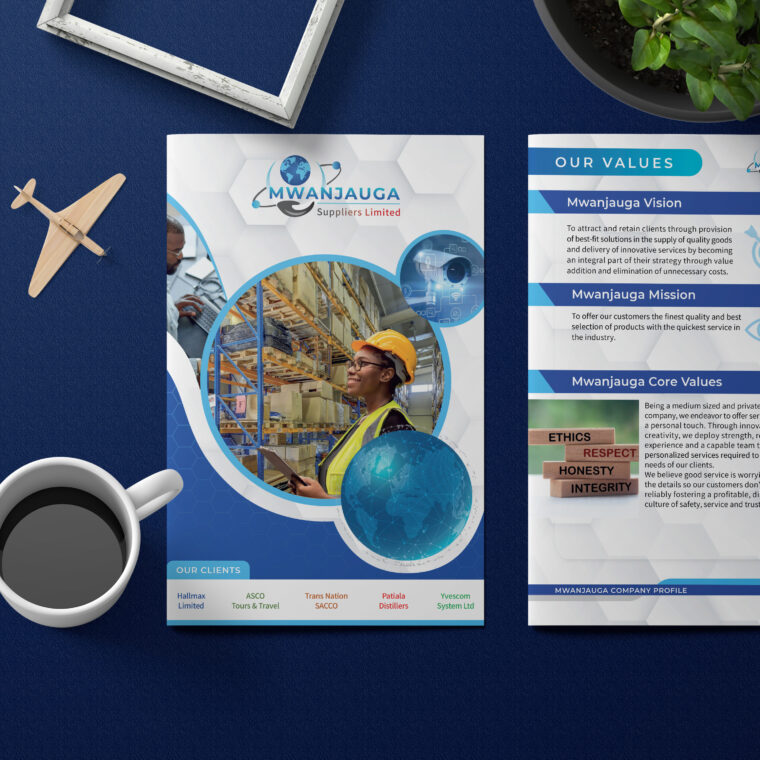 Company profile Design and Print in Kenya for Mwanjauga Suppliers
